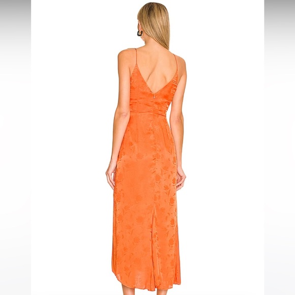 Revolve x Sau Lee Orange Floral Jacquard Dress - Picture 2 of 11
